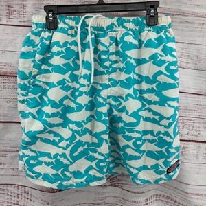 Vineyard Vines Shorts Mens Medium Shark Print Swim Trunks Mesh Lined